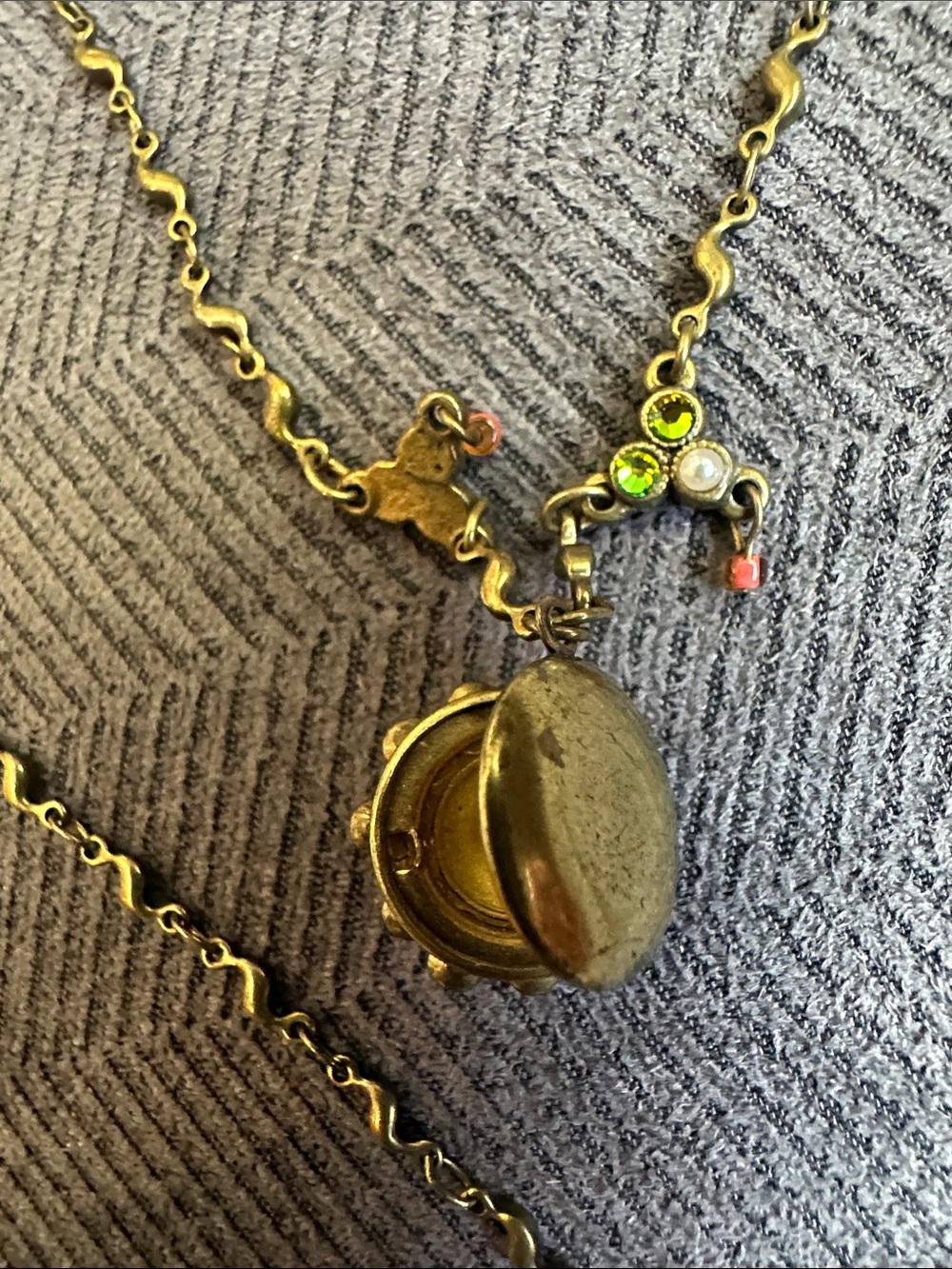 Michal Negrin Gold-tone Layered doubleFloral Locket Necklace - Picture 6 of 9